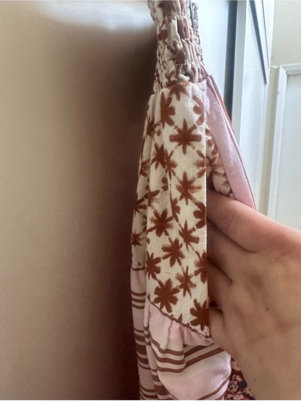 Universal Thread Patchwork Cotton Midi Skirt in Blush and Cream - Picture 6 of 7